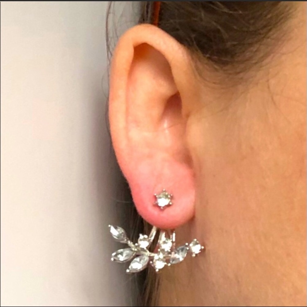 Crystal Leaf Jacket Earrings